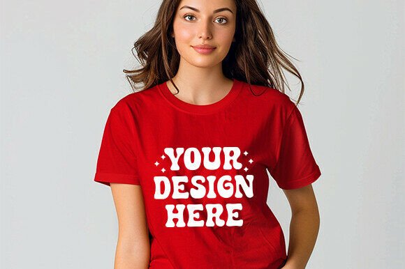 Download Black Friday Women’s TShirt Mockup Red - Premium Resources